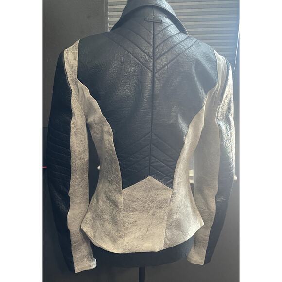 NWOT Blanc Noir Black and Gray Drape Moto Jacket Size M - Picture 2 of 10